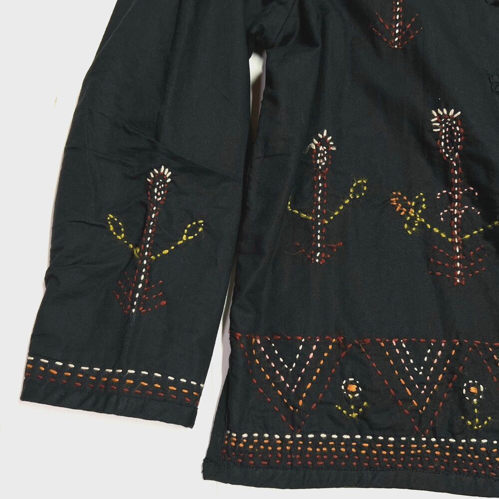 Market Place Cotton V-neck Embroidered Jacket Ethnic Boho Art to Wear Medium - Picture 9 of 16